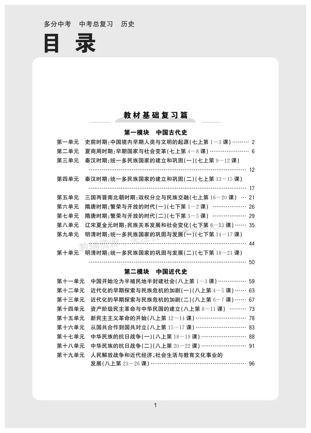 2026版初中《多分中考总复习》历史 PDF封面