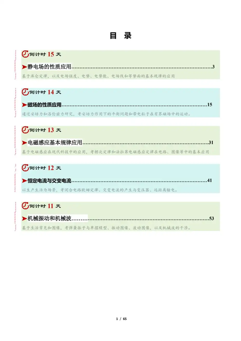 2026年高考《考前20天冲刺讲义》物理(15-11天)(学生版+教师版) PDF封面