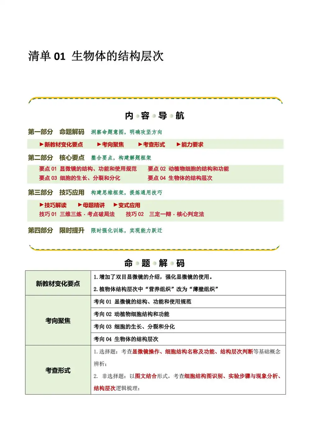 2026版初中《上好课二轮复习》知识、方法、能力清单(生物)(全国通用) PDF封面