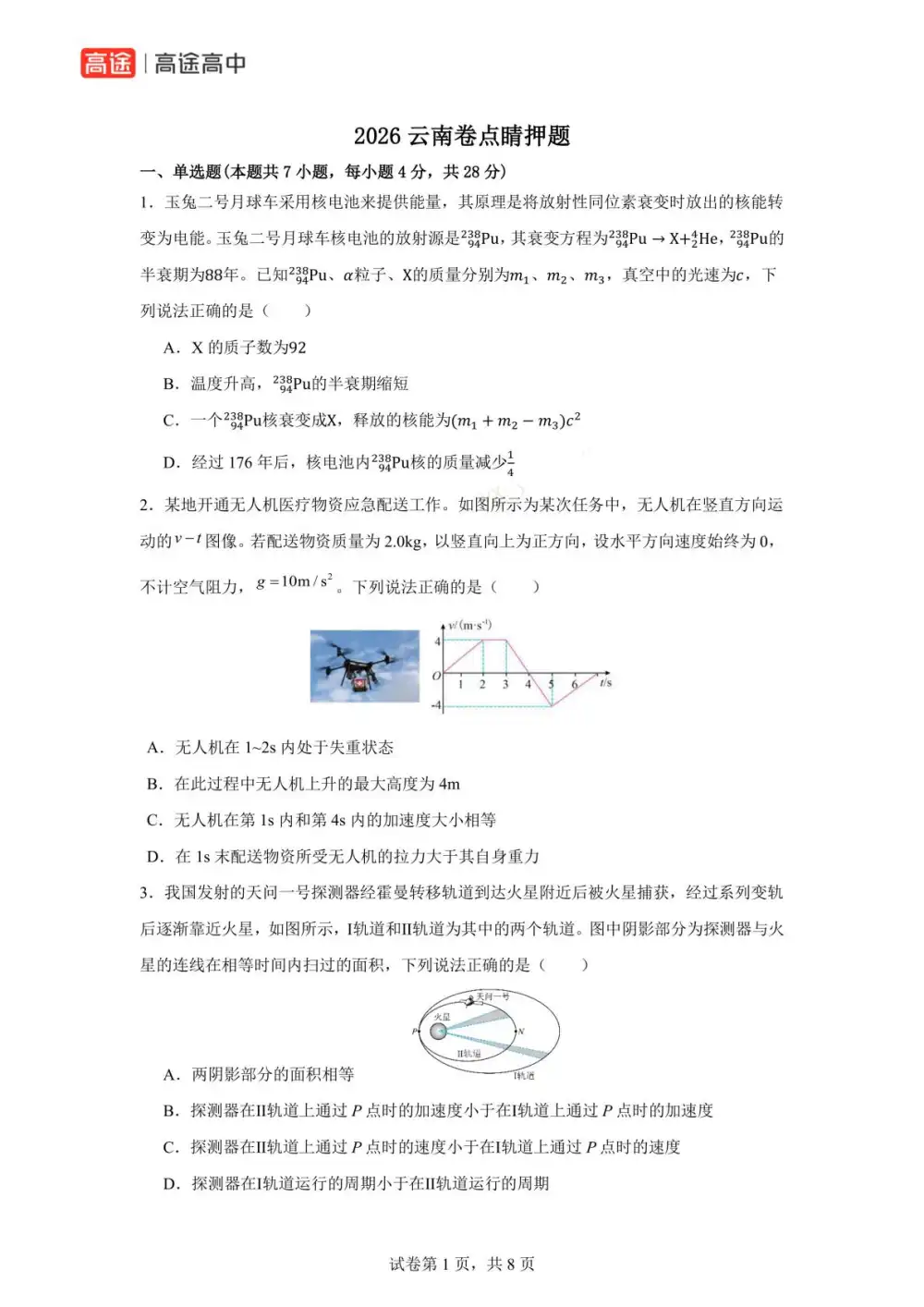 2026版高考《高途点睛密卷》(物理) PDF封面