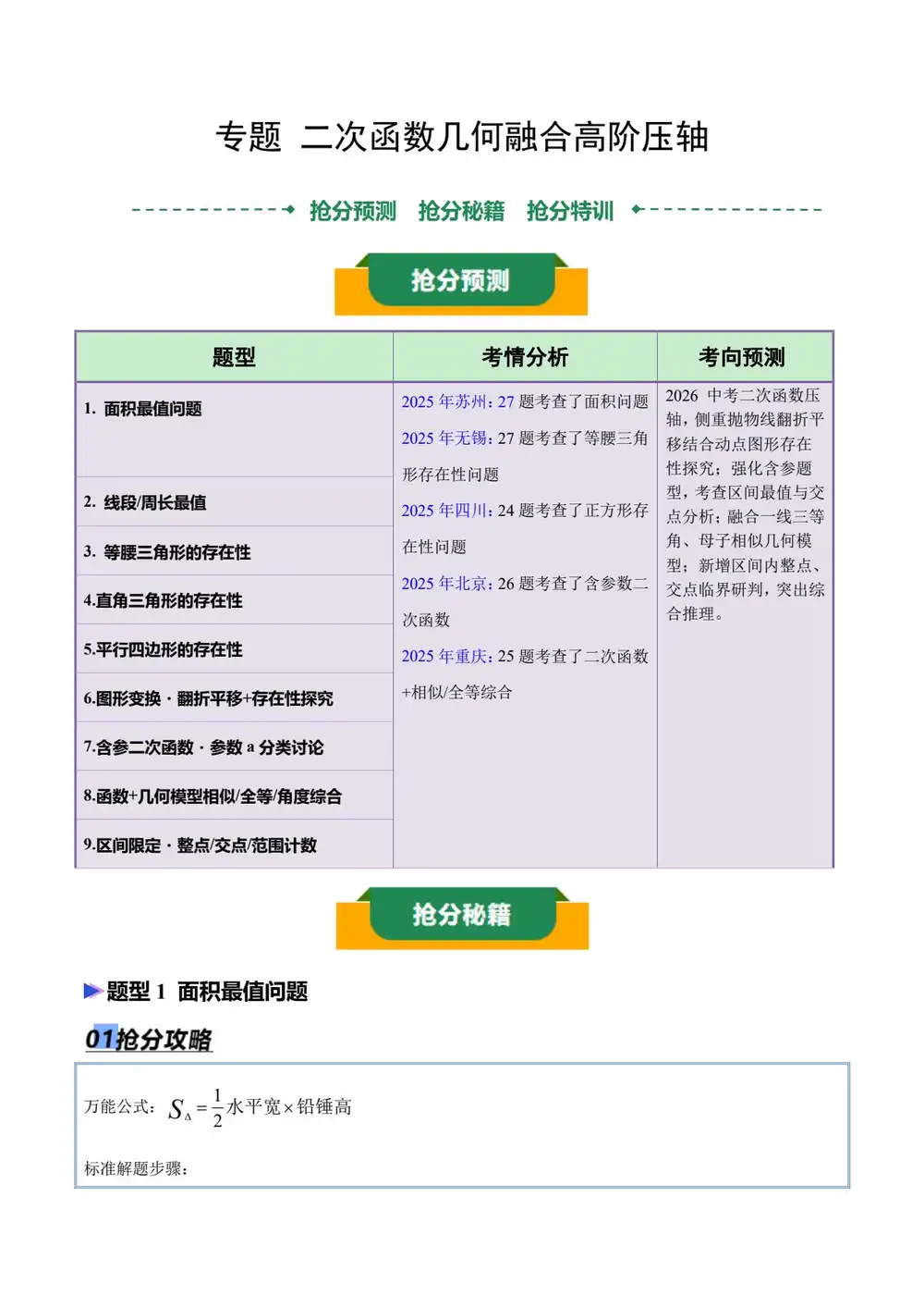 2026版中考《终极冲刺》抢分押题清单(数学) PDF封面