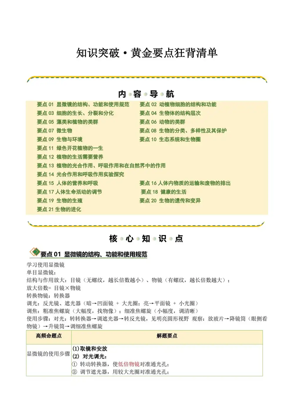 2026版初中《上好课二轮复习》知识、方法、能力清单(生物)(全国通用) PDF封面